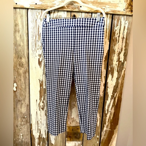 Talbots size 4 Chatham Crop Pants Navy Gingham - Picture 1 of 5